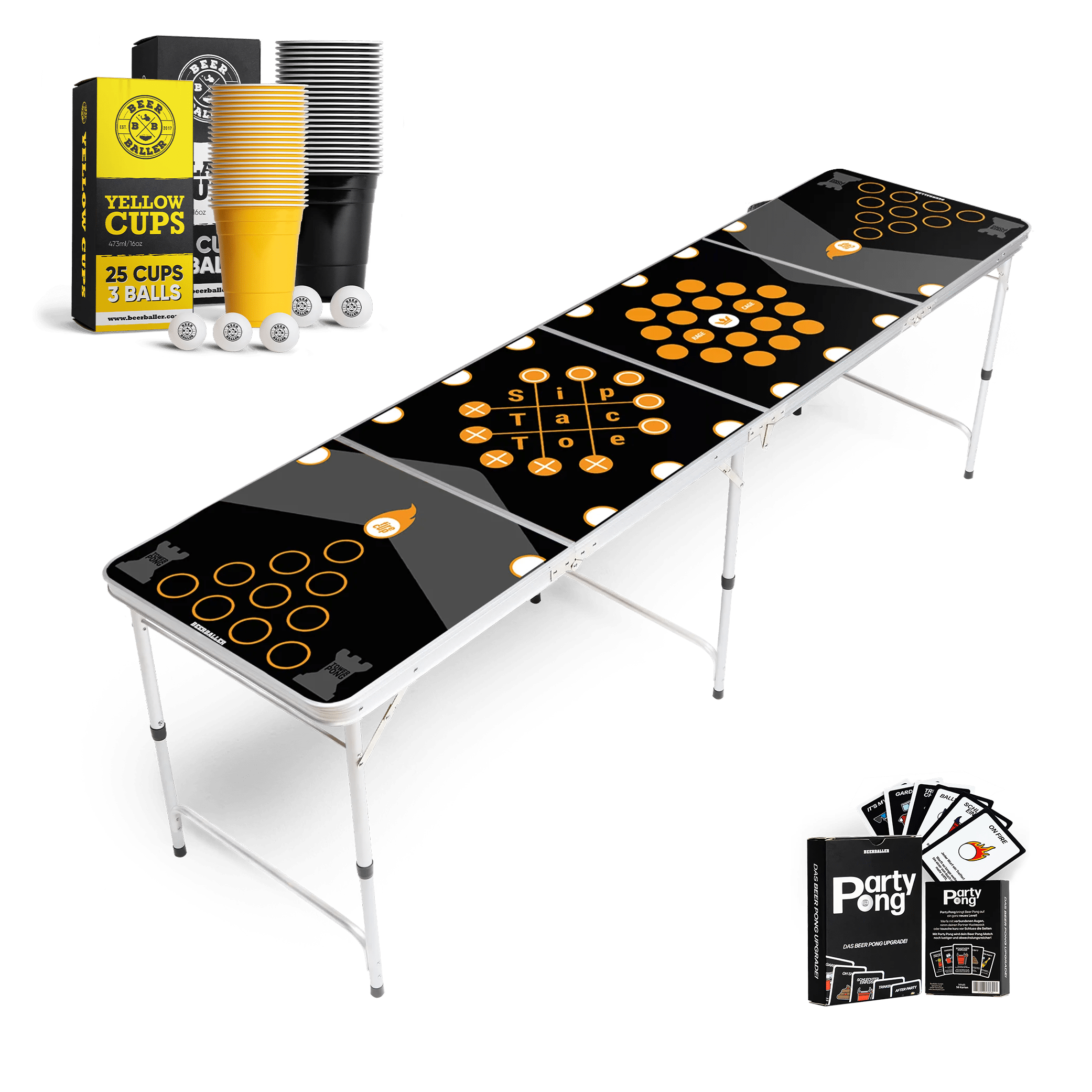 Beer Pong Tisch Set "Multigame" inkl. 50 Becher, 12 Bälle & Party Pong - BeerBaller