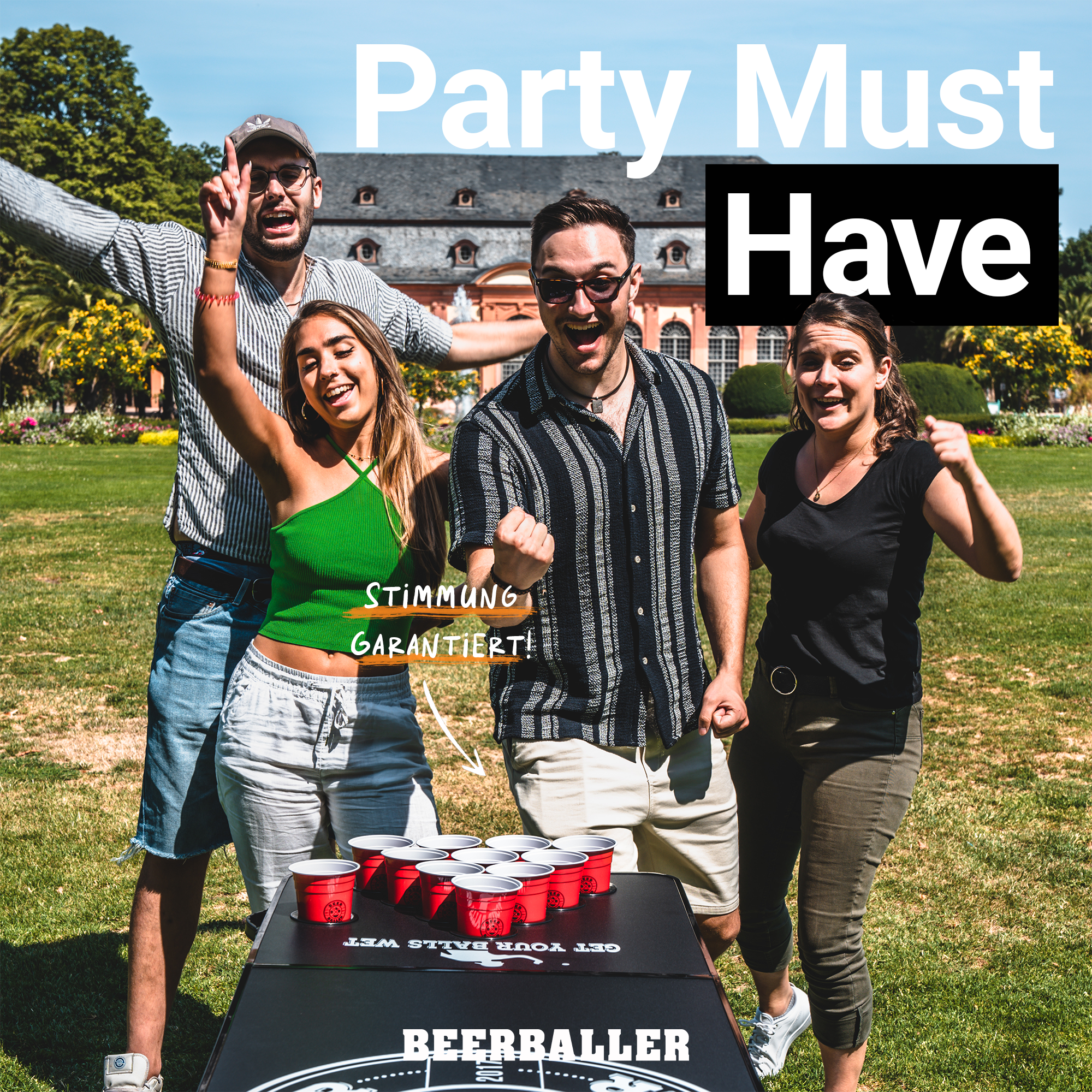 Beer Pong Tisch 'All Black' mit Löchern
