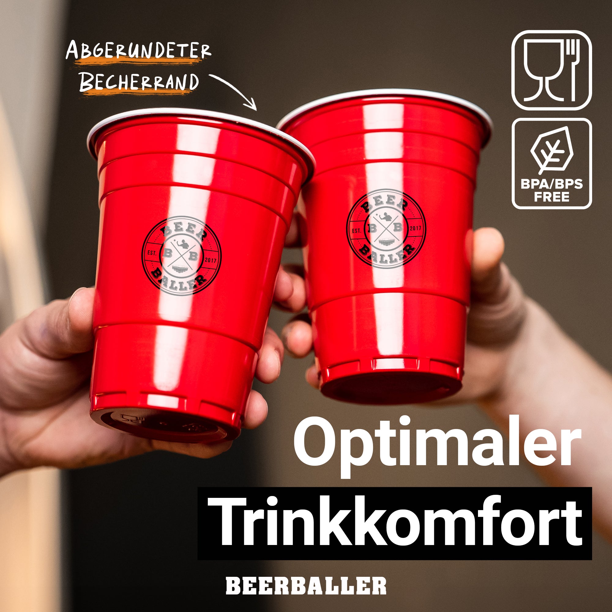 Beer Pong Becher Set Rot mit Logo
