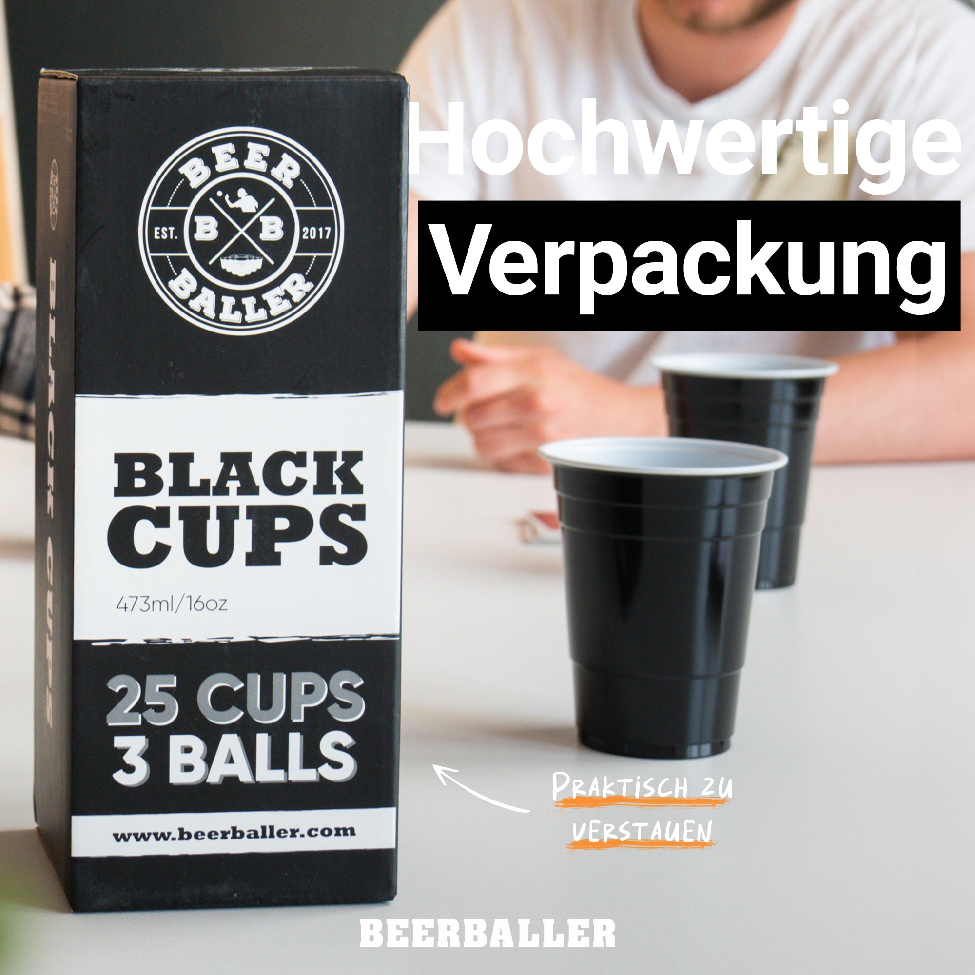 Beer Pong Becher Set Schwarz