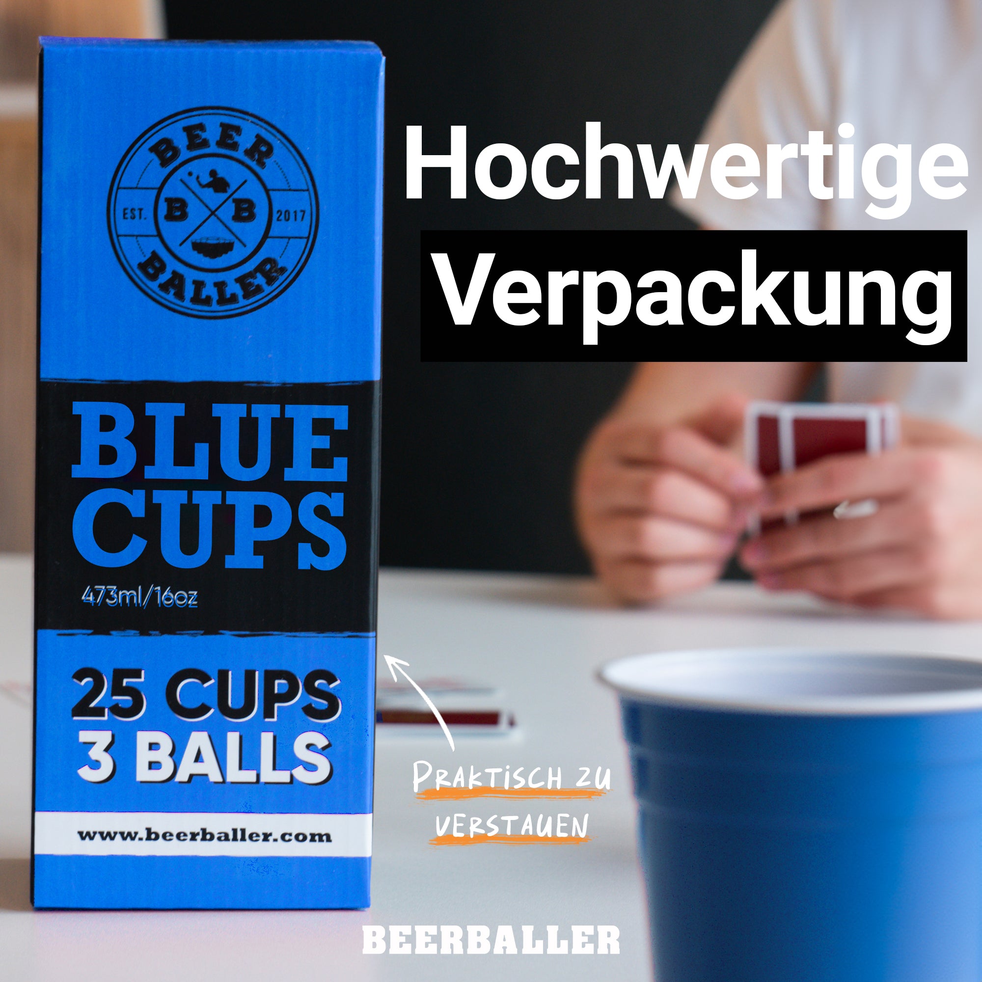 Beer Pong Becher Set Blau