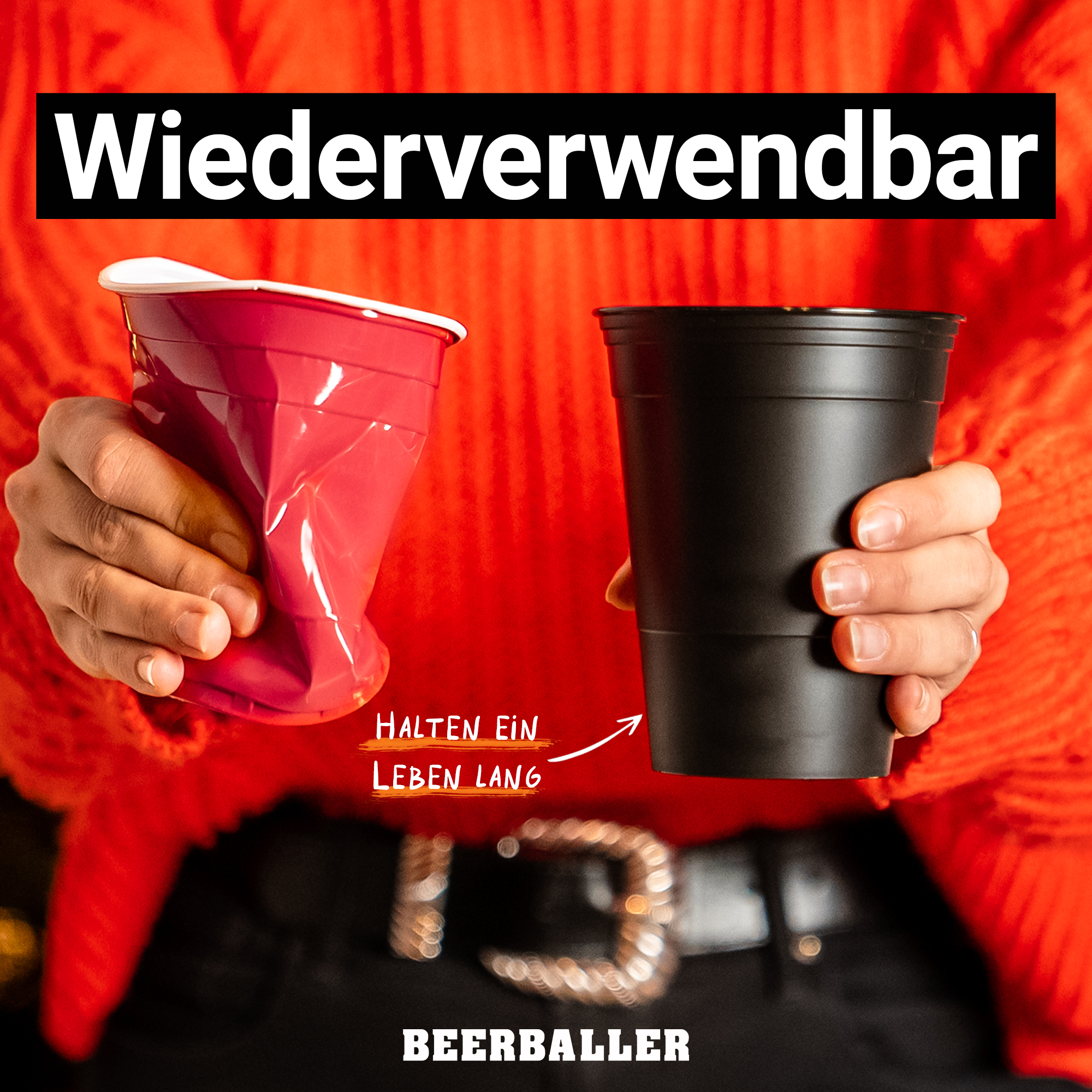 Unbreakable Cups Rot/Schwarz