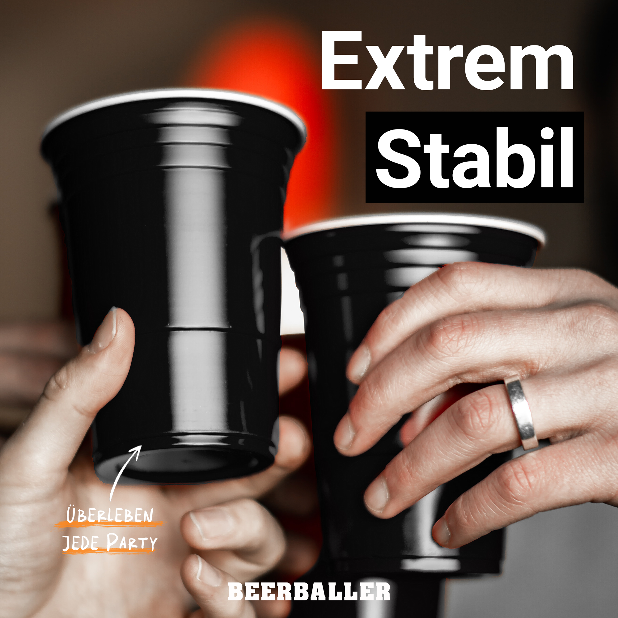 Beer Pong Becher Schwarz (800x + 96 Bälle)