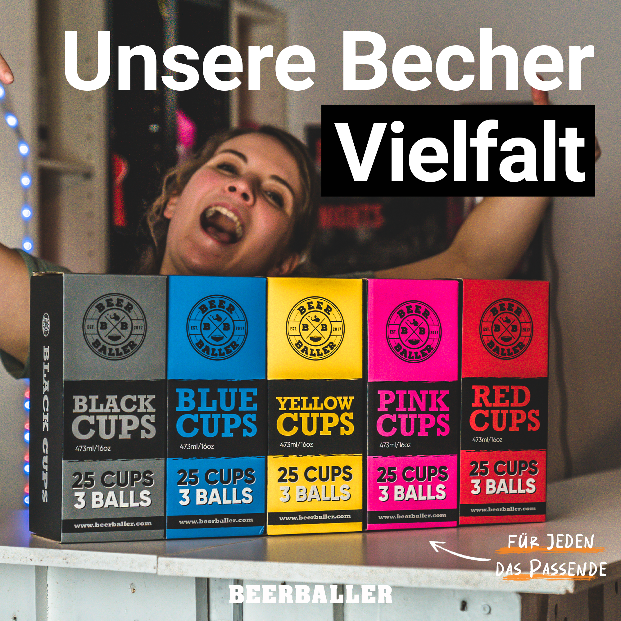 Beer Pong Becher Set Blau
