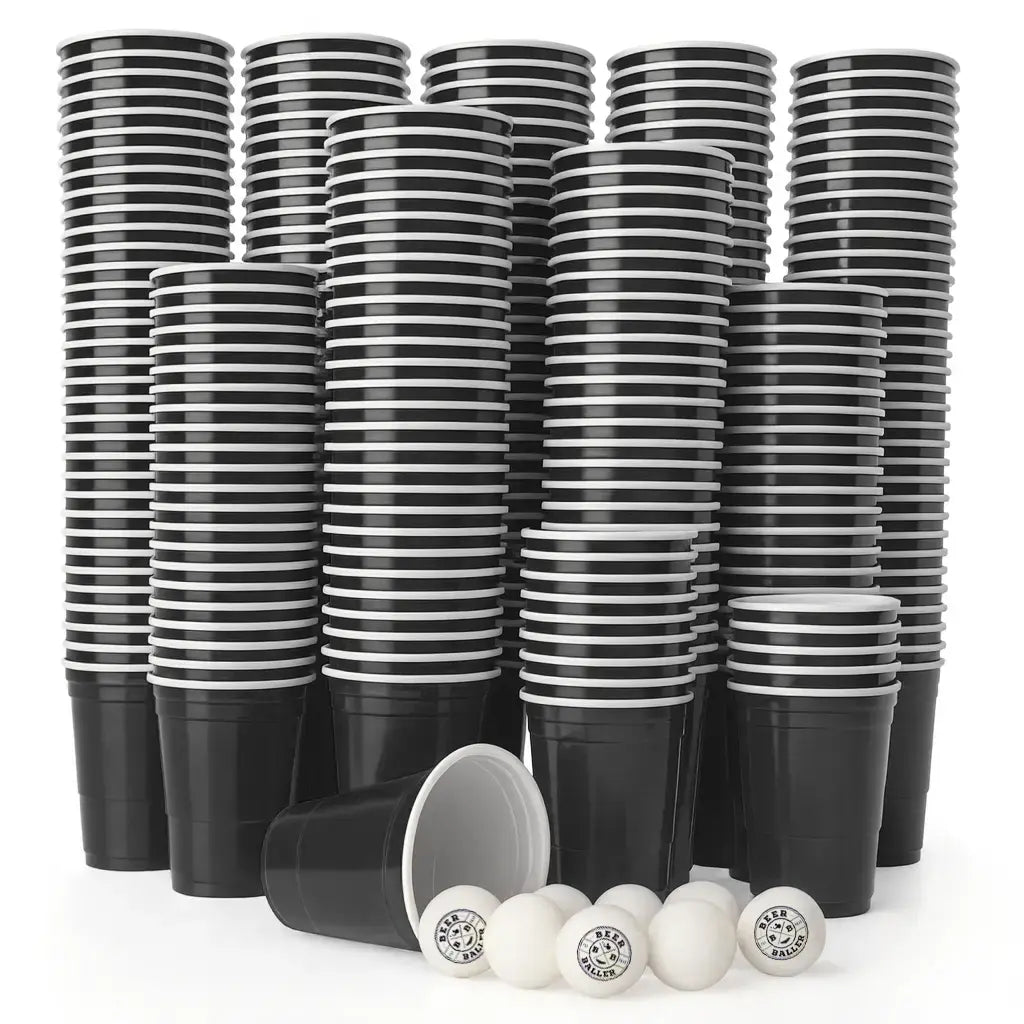 Beer Pong Becher Schwarz (800x + 96 Bälle)