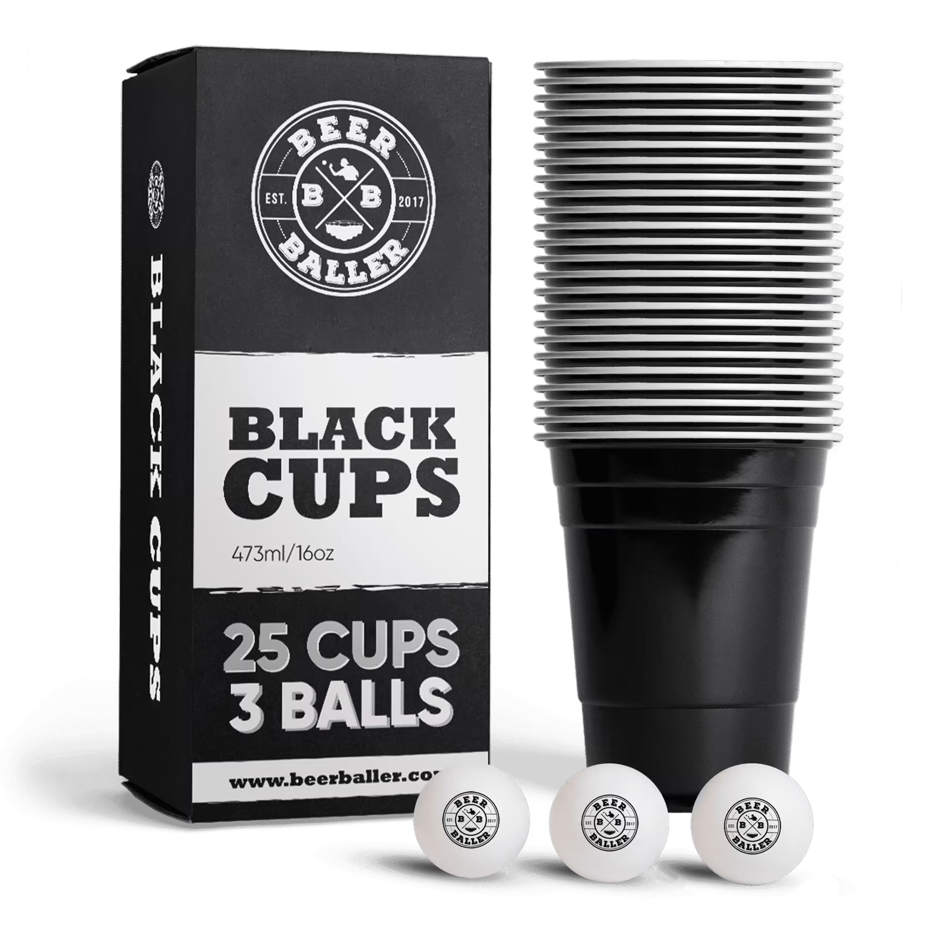 Beer Pong Becher Set Schwarz