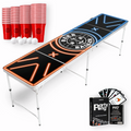 Beer Pong Tisch Set 'LED NEON' inkl. 50 Bechern, 6 Bällen & Trinkspiel