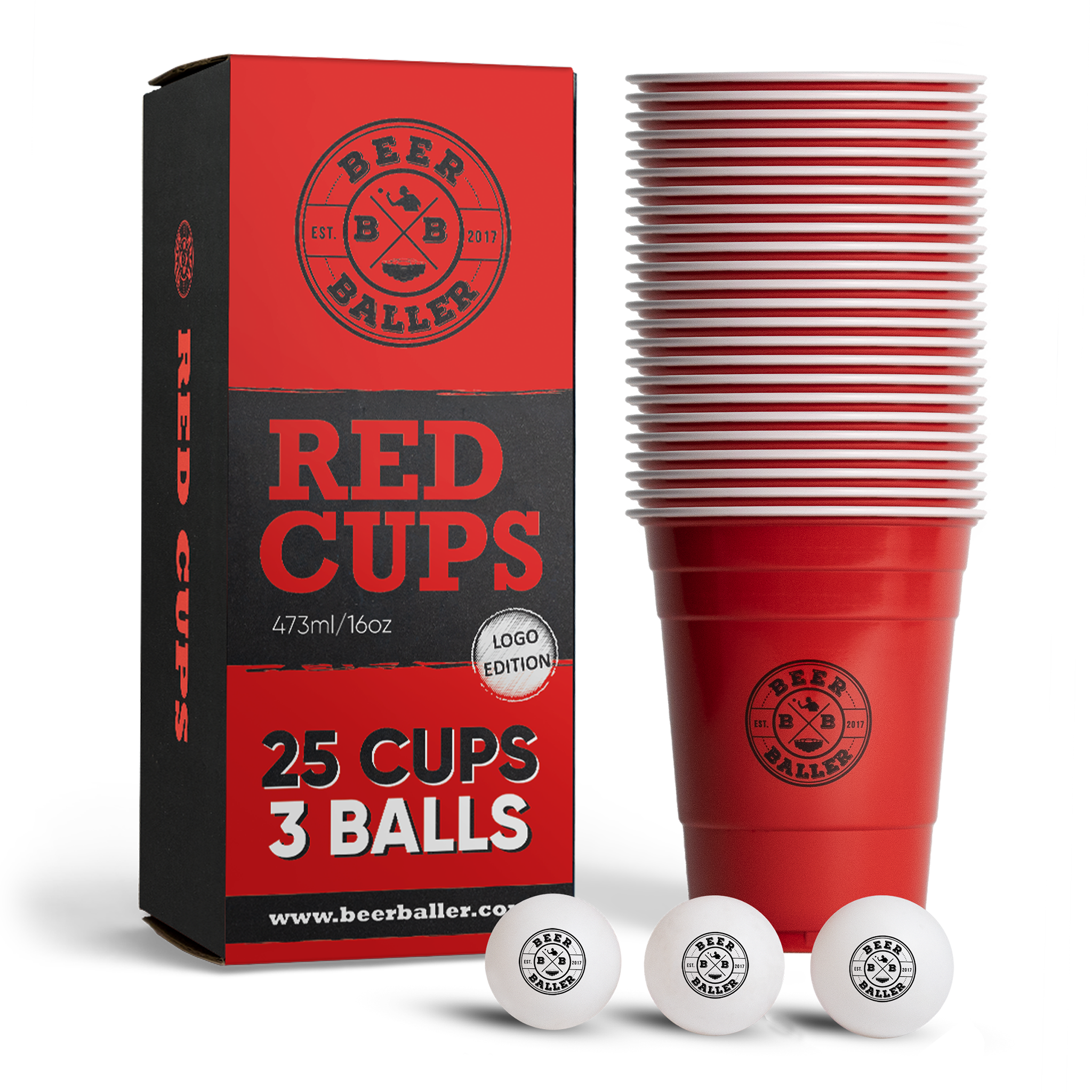 Beer Pong Becher Set Rot mit Logo