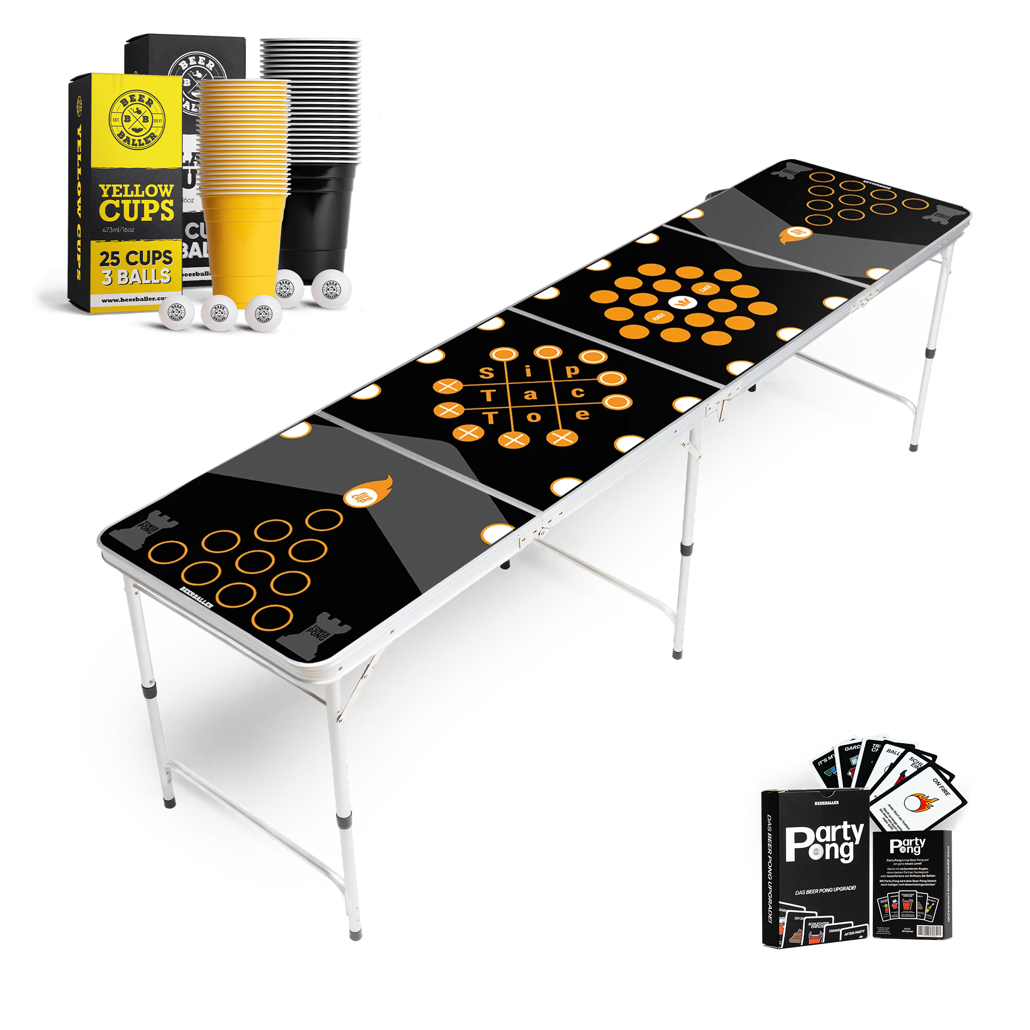 Beer Pong Tisch Set "Multigame" inkl. 50 Becher, 12 Bälle & Party Pong