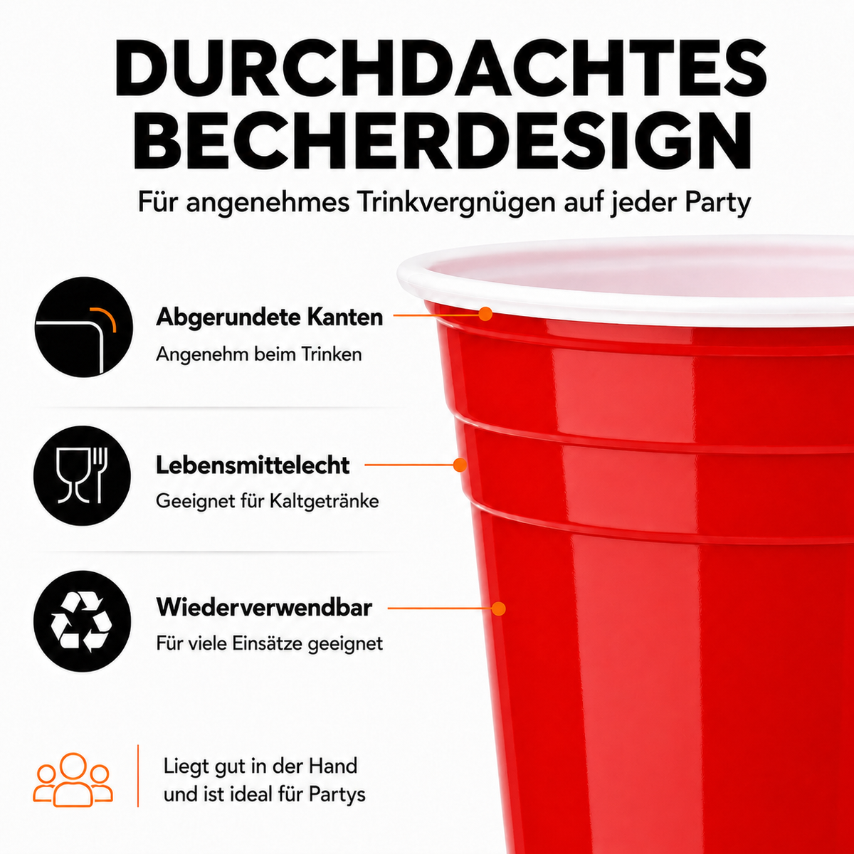 Partybecher 473 ml – 100er Set aus BPA-freiem Kunststoff