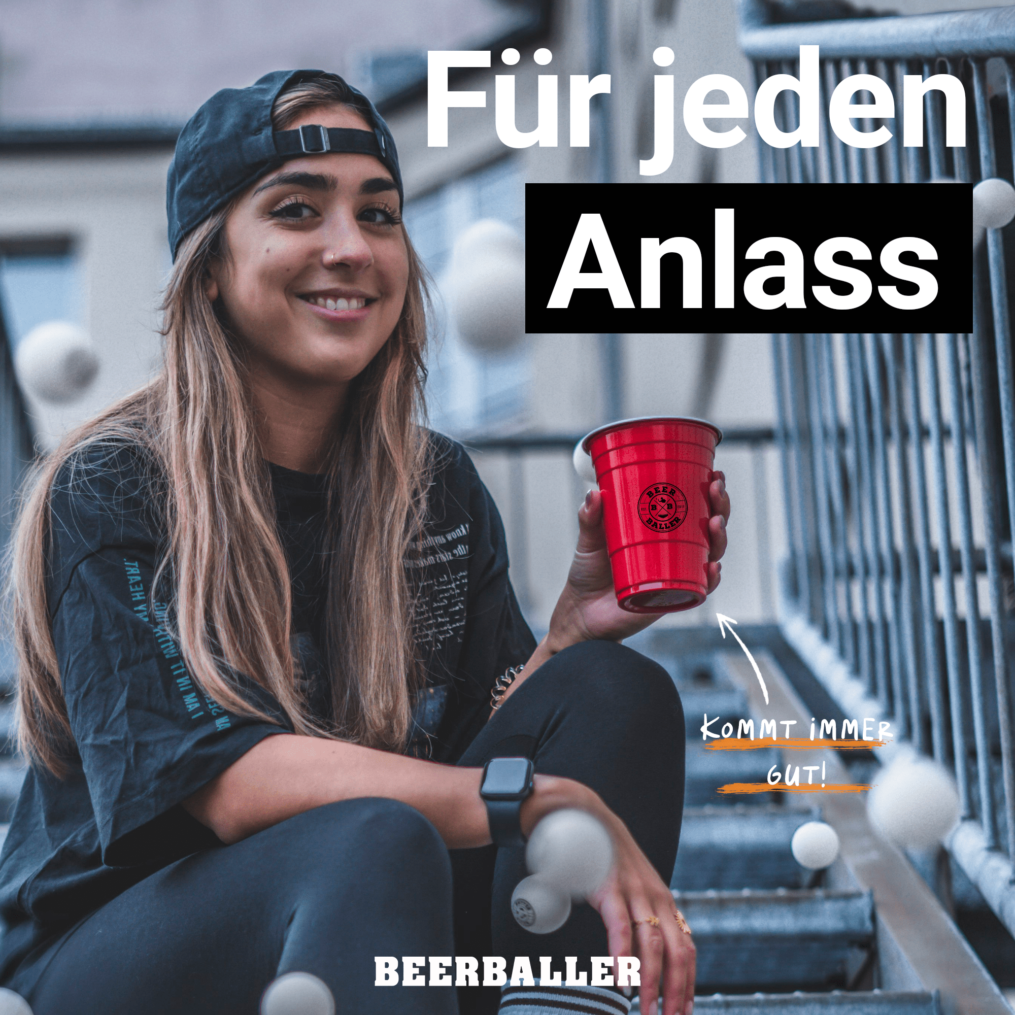 Beer Pong Becher Set Rot mit Logo - BeerBaller