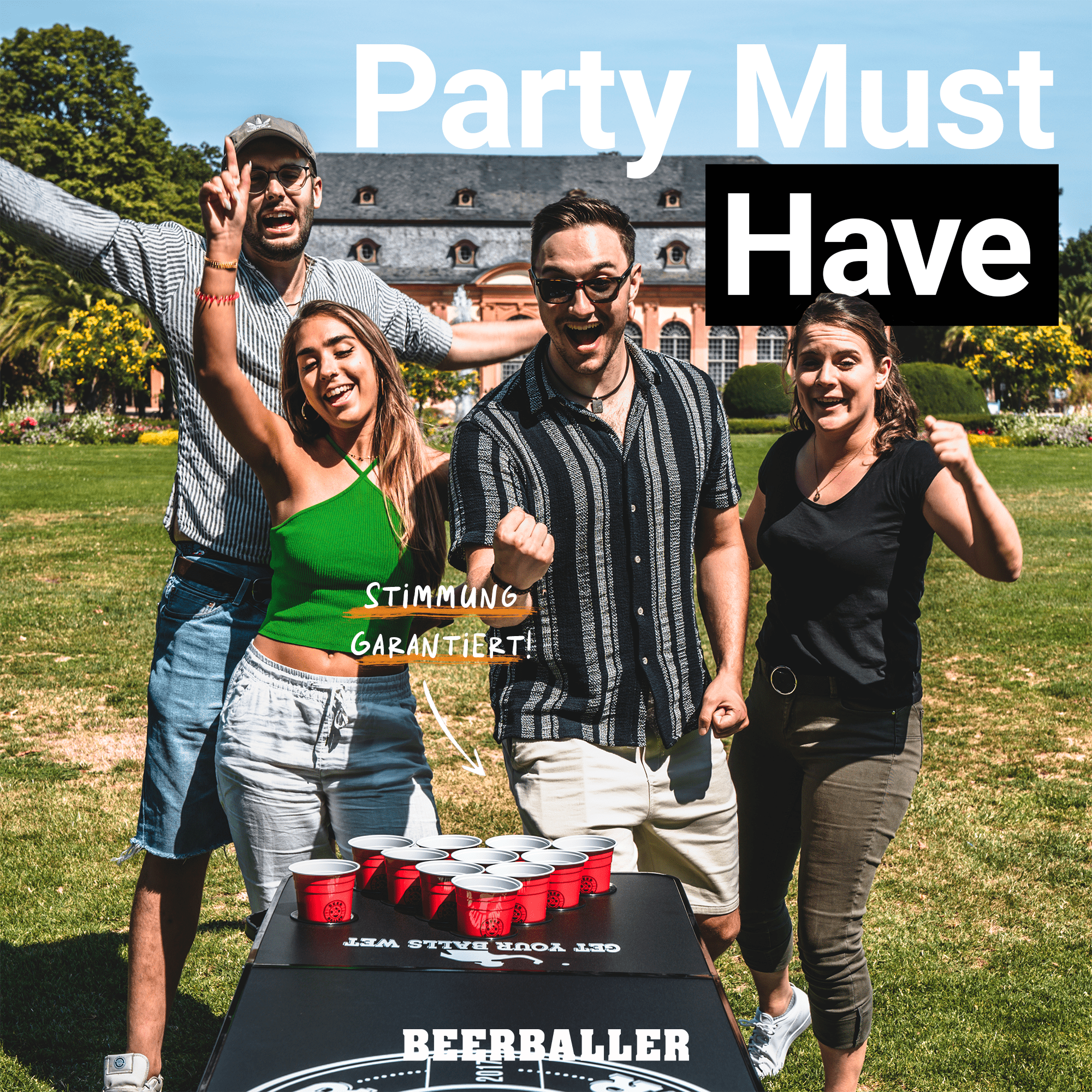 Beer Pong Tisch 'All Black' mit Löchern - BeerBaller