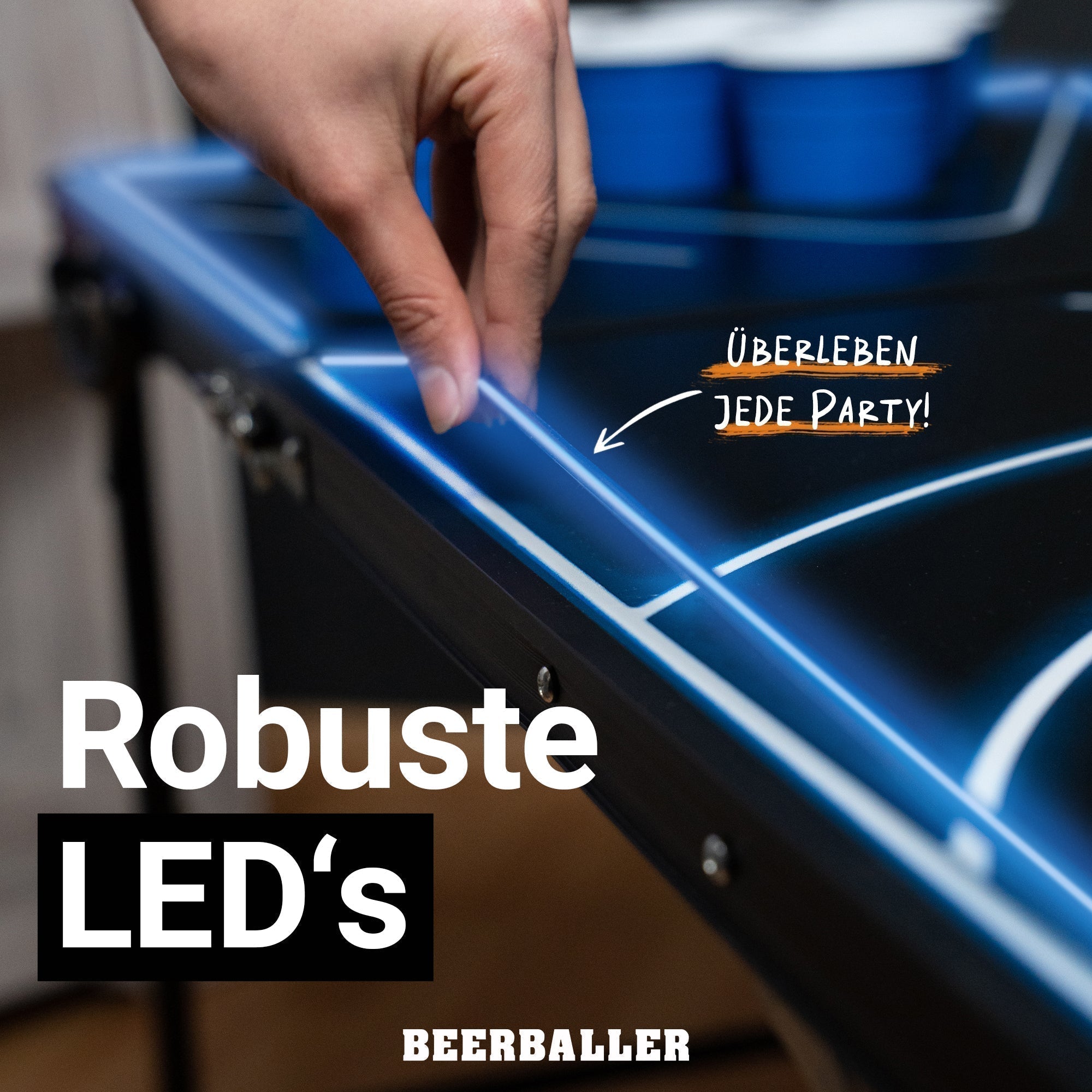 Beer Pong Tisch 'LED NEON' mit Löchern - BeerBaller