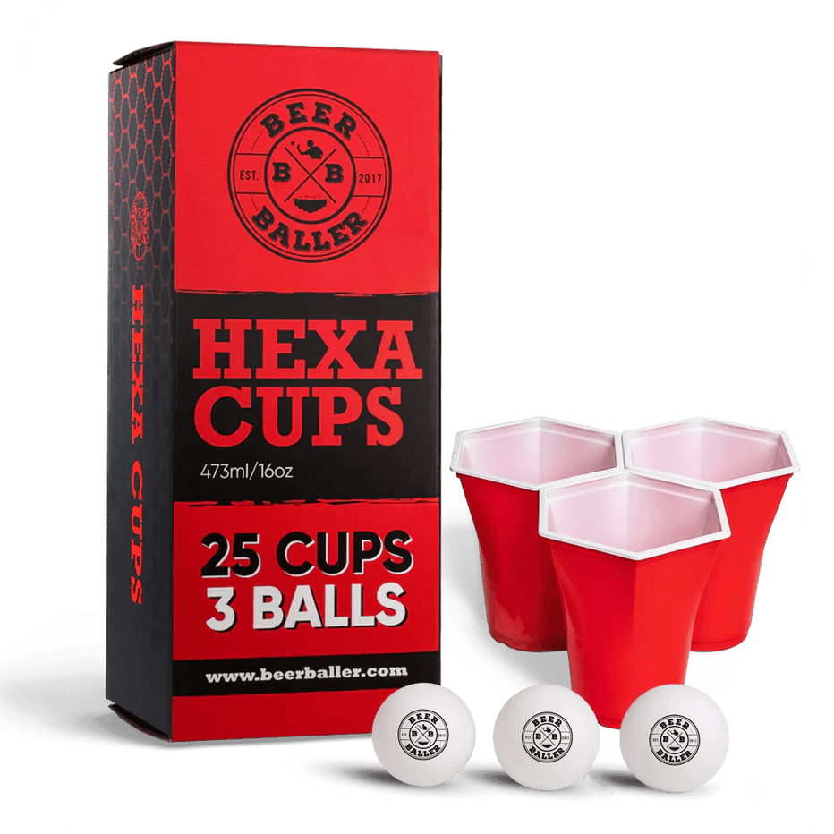 Hexa Beer Pong Becher Set Rot - BeerBaller