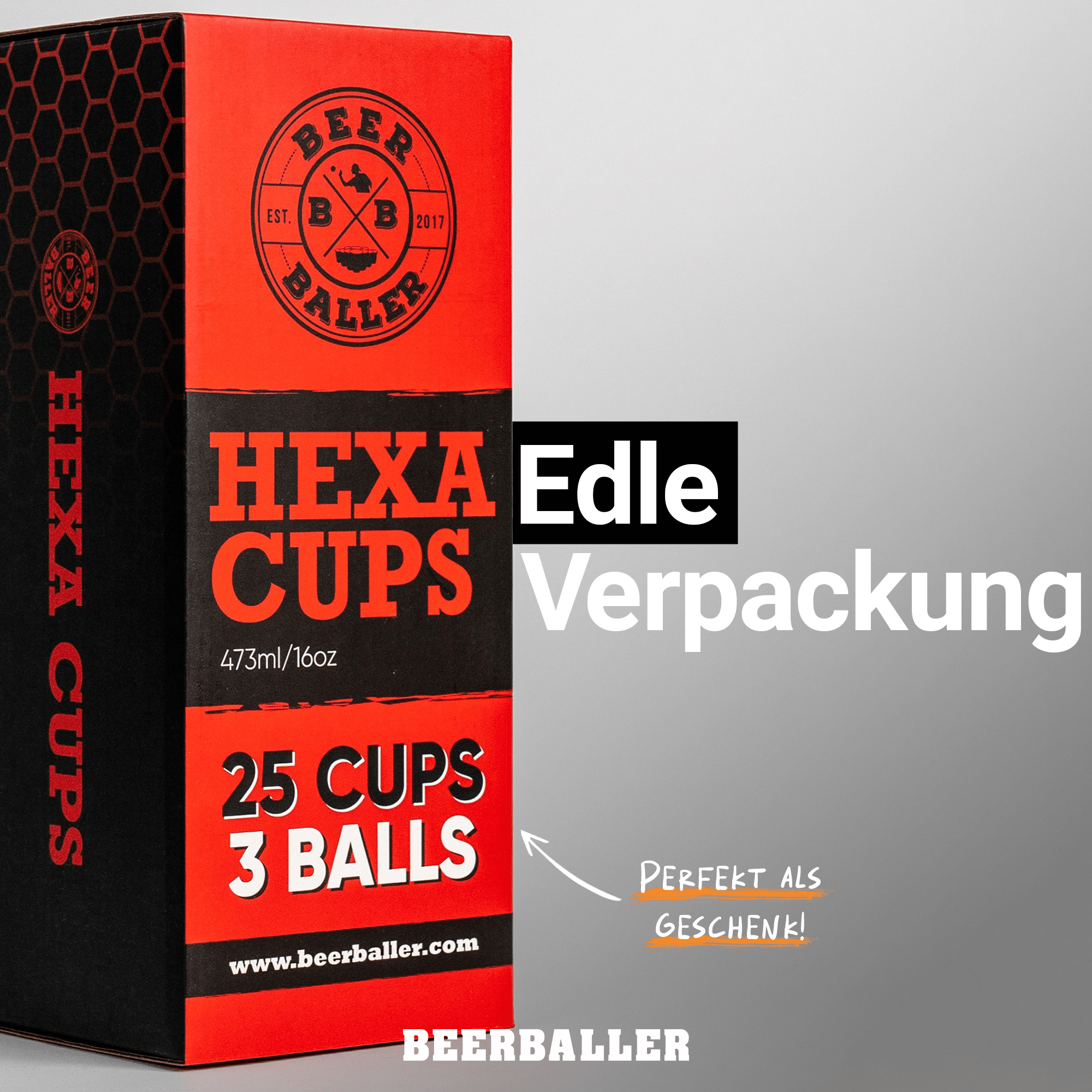 Hexa Beer Pong Becher Set Rot - BeerBaller