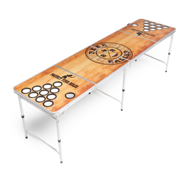 Bier-Pong-Tisch mit vorgebohrten Löchern, Schwarz