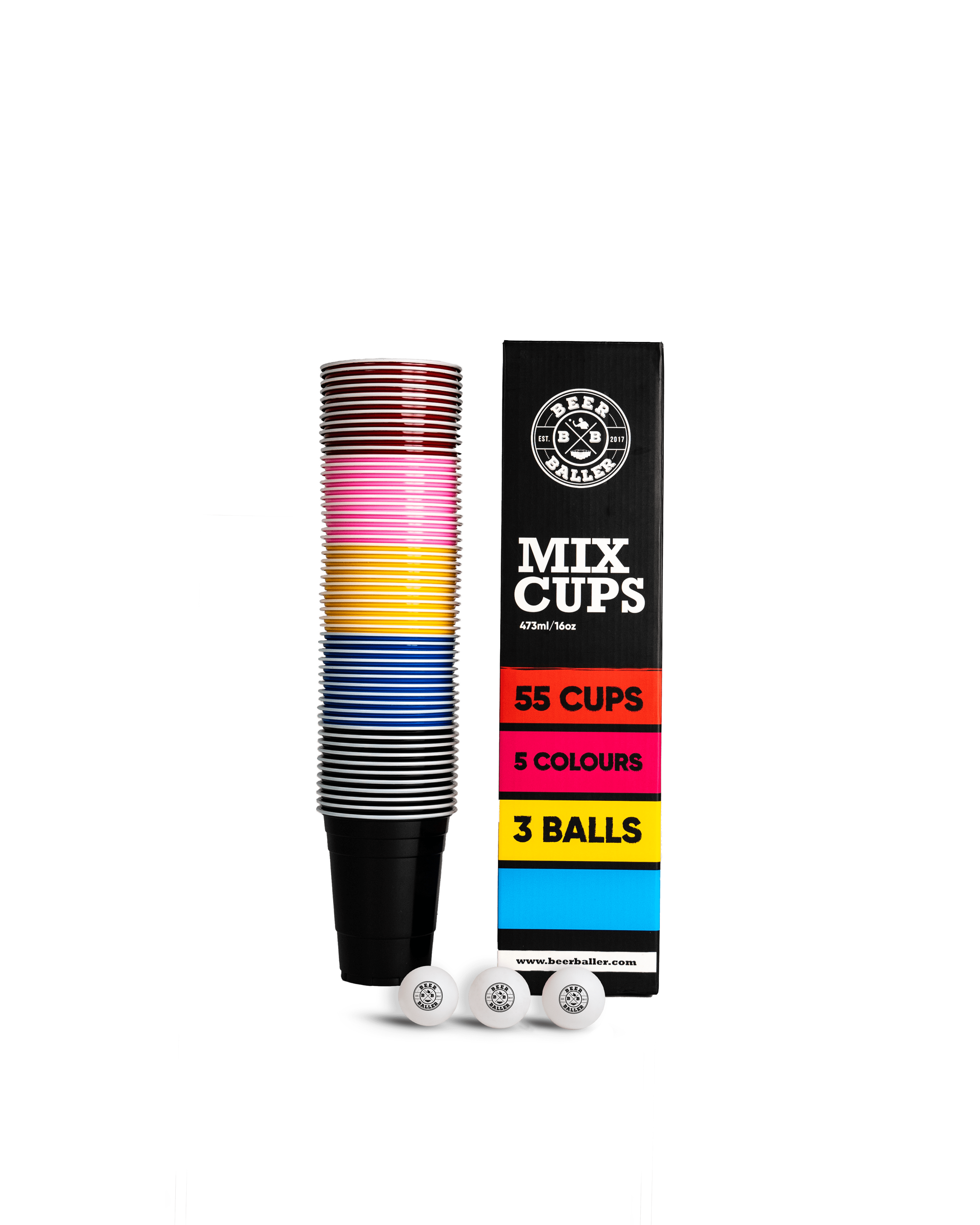 25 pinke Beer Pong Becher & 3 Bierpong Bälle als Set BeerBaller® Pink Cups 