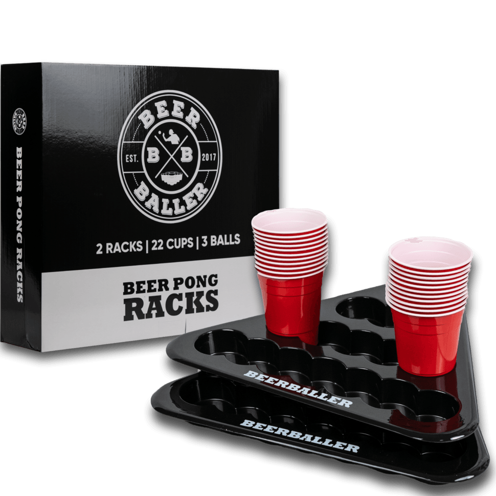 BEERBALLER® Beer Pong Racks - 22 Cups, 3 Bälle, 2 Racks