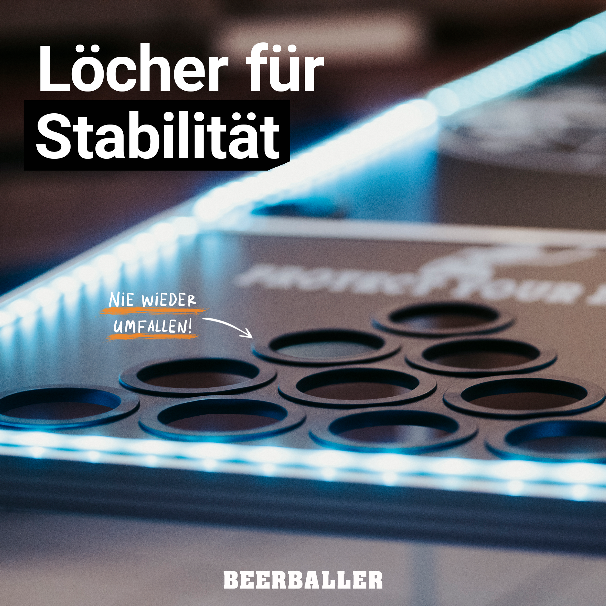 Offizieller Beer Pong Tisch - mit LED Beleuchtung inkl. 120 Becher + 6 –  Biermode